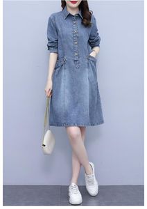 Robes décontractées 2023 dames printemps été mode Denim femme Robe Vestidos Robe Elbise ample Plus Siz Midi jean pour les femmes