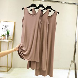 Casual jurken 2023 Modale mid-lengte O-neck Vest Dress Bottom Night Shirt Damesnachthowns plus vet groot formaat zomer nachtdress XL XL