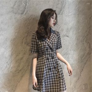 Robes décontractées 2023 modèles robe femme été petite fille fraîche Fu Gu Qun très fée de France Plaid non traditionnel