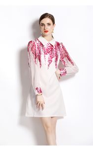 Robes décontractées 2023 nouvelle mode été piste Vintage imprimé fleuri robe à manches longues femmes Leapel dames décontracté soirée Mini Vestidos