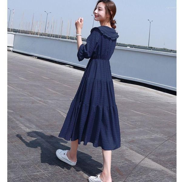 Robes décontractées 2023 manches bouffantes été robe légère tuniques esthétiques Vintage coréen femmes en mousseline de soie lâche