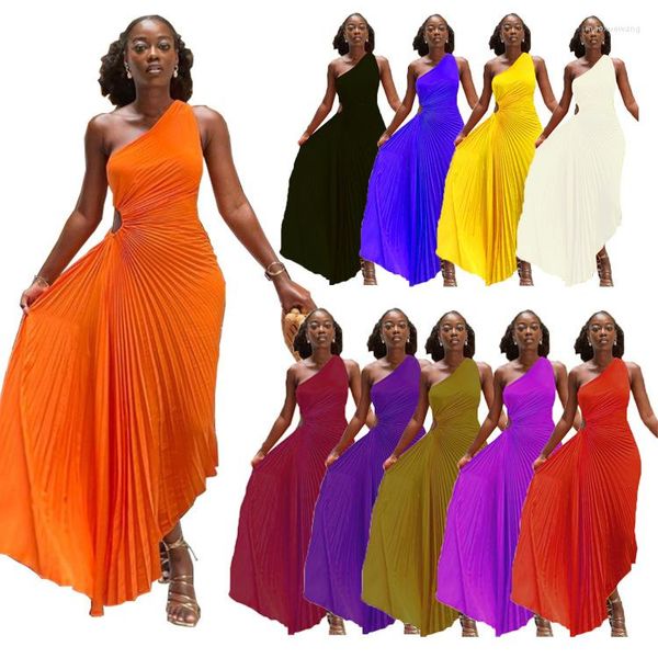 Robes décontractées 2023 Slim Fit couleur unie une épaule creux plissé robe de soirée élégant Sexy fête Vestidos