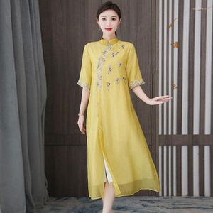 Robes décontractées 2023 printemps et été vêtements pour femmes rétro Style chinois robe Han modifié Cheongsam mode élégant Zen Z148