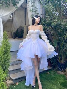 Casual jurken 2023 Lente zomer elegant wit uit schouderfee vintage vrouwelijke chique prinses puff mesh feest 230503