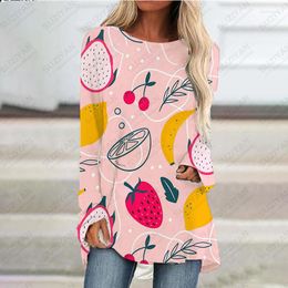 Robes décontractées 2023 printemps/été femmes a-ligne jupe fruits ananas 3D imprimé plage col rond pull à manches longues haut