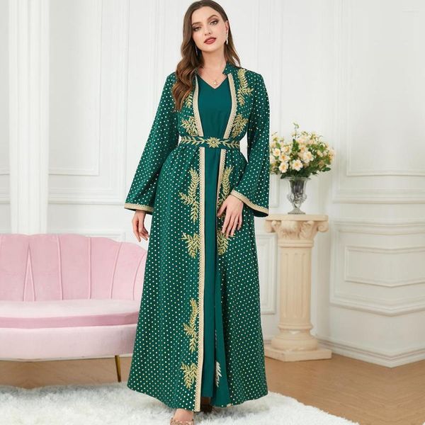 Robes décontractées 2023 printemps porter moyen-orient deux pièces longue robe à manches longues arabe femmes Robes Debai femme vêtements