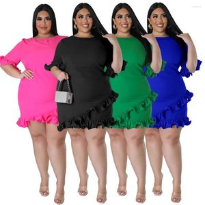 Casual jurken 2023 Zomer Boheemse kleding Vrouwen vrouwen korte mouw mini o-neck slank plus size kleding