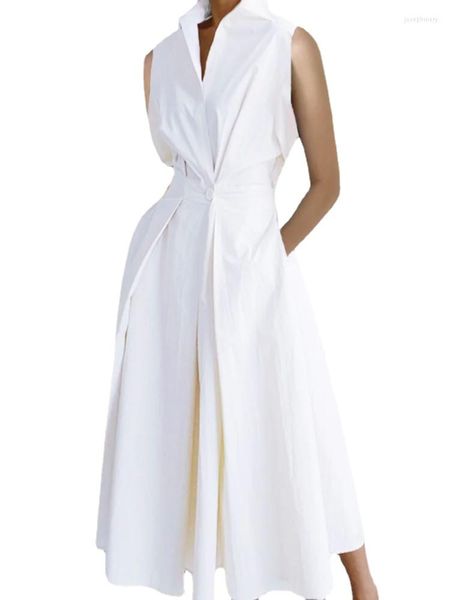 Robes décontractées 2023 été élégant robe de soirée femmes vêtements banlieue mode à pois imprimé bouton femme Vestidos