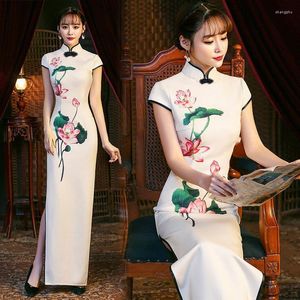 Casual Jurken 2023 Zomer Verbeterde Cheongsam Retro Lange Runway Show Prestaties Elegante Chinese Stijl Jurk