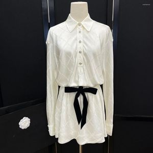 Robes décontractées 2023 été luxe femmes arc haute qualité soie blanche à manches longues Jacquard robe pour femme Gdnz 4.23