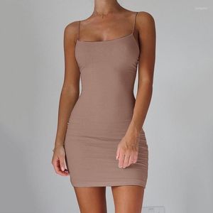 Casual Jurken 2023 Vrouwen Jurk Mini Avond Halter Mouwloze Bodycon Dunne Dames Effen Zomer Korte Club Party Kleding