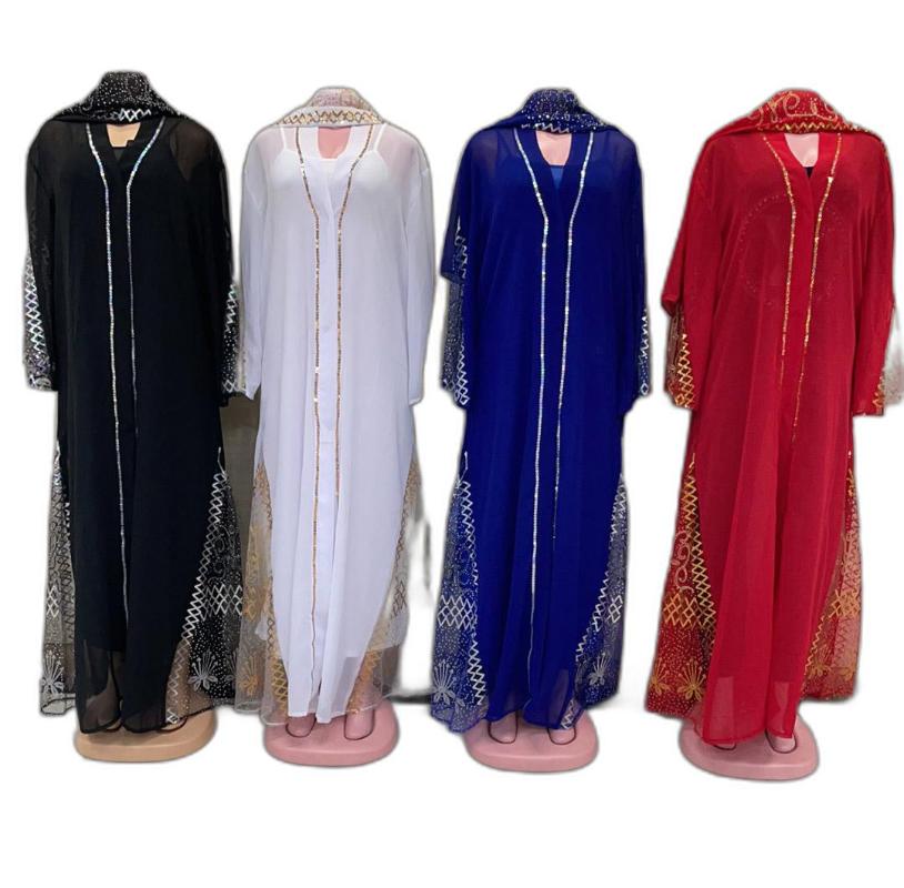 Casual Dresses 2023 Women's One Size African Chiffon Dress Traditional Kaftan Robe Elegant Wedding Party Ramadan Dubai Open