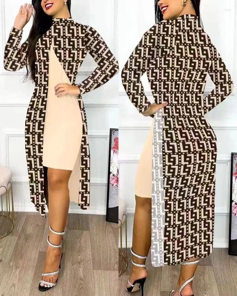 Robes décontractées 2023 Femmes Slit Asymétrique Sans manches Robe Elegant Sexy BodyCon MIDI MIDI LA COULE HIGH COUL