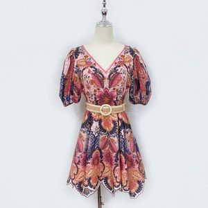 Casual jurken 2023Australisch modemerk linnen bubbelmouw mini -jurk