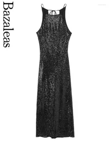 Robes décontractées 2024 Bazaleas Store Sexy Party Dress Sequin Official Sequin Long pour les femmes Soirée Maxi