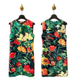 Robes décontractées 2024 Fashion Femmes Jacquard Graffiti Sundren Dress High Quality Strecth Slim Designer Flower Print Trendy