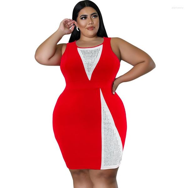 Robes décontractées 2024 grosses femmes plus grande taille sexy robe rouge vestido 5xl