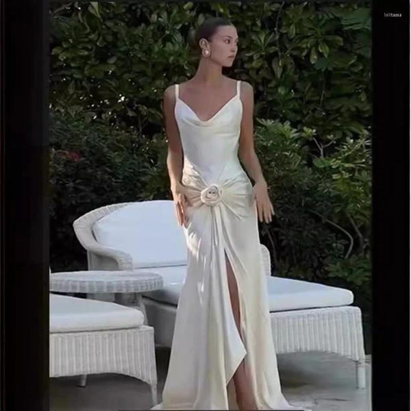 Vestidos casuales 2024 Spring Floral Ling Vestido elegante Lady Fashion Cierre de la noche Mujeres Sexy Backless Off Shoulder para banquete Fiesta