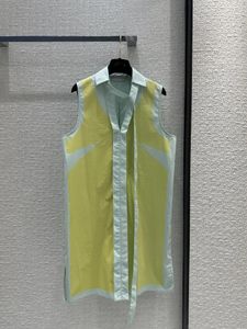 Casual jurken 2024 Lente zomer 3d deeltjes lijm stip contrasterende v-hals h-vormige losse mouwloze jurk vrouw mini rok vrouwelijke mode