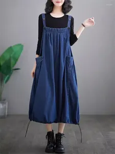 Casual jurken 2024 Zomer denimjurk oversized losse temperament gemiddelde mouwloze Koreaanse mode suspener algemeen K463