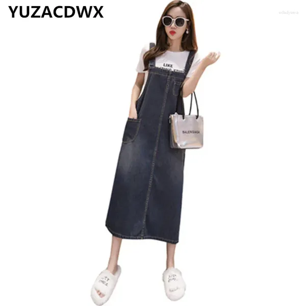 Vestidos informales 2024 Summer Denim Spaghetti Store Dress Fashion Women Sundress Sundress Long Plus Sall Salled Street Rata Femme