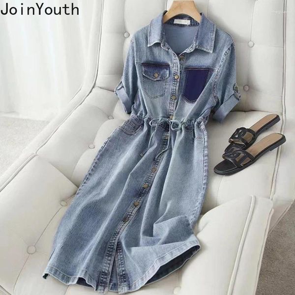 Robes décontractées 2024 Vestidos de Mujer Denim pour femmes Slim Single Poit