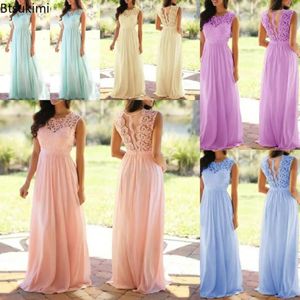 Casual Jurken 2024 Vrouwen Elegante Kant Patchwork Lange Jurk Vrouwelijke Effen Bruiloft Bruidsmeisje Party Maxi Gewaad Femme Vestidos S-5XL