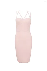 Casual jurken 2024 vrouwen fabriekskleding zomer blush roze strappy verbinage groothandel avondfeest sexy