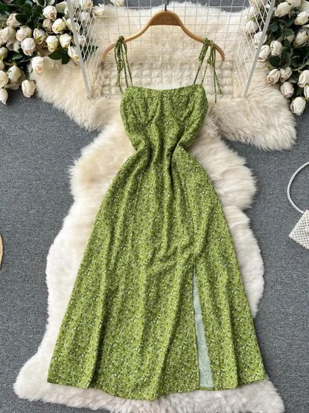 Robes décontractées 2024 Femmes Robe d'été à imprimé floral vert