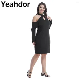 Casual jurken 2024 vrouwen plus size zomer mini -desses halter off schouder schouder lange mouw ruches elegante jurk voor feest trouwkantoor