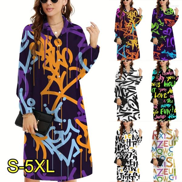 Robes décontractées 2024 Longtelle de chemise à l'automne pour femmes Fashion Hip Hop Collier debout debout Boutique de fête