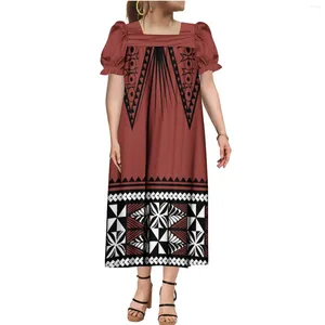 Casual jurken 2024 dames muumuu korte mouwen jurk laaggesneden gepofte mouw micronesia 6xl