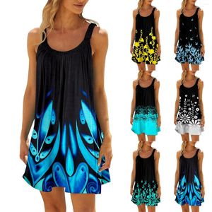Casual jurken 2024 dames mouwloze swing mini-jurk vakantie comfortabel zonnejurk zomer bohemien vakantie strand vestidos para mujer