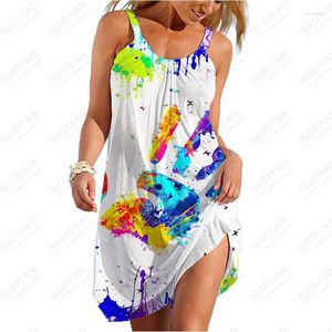 Casual jurken 23 Hawaiiaanse mode korte rok dames losse ronde hals sexy shirt zomerjurk met bandjes gekleurd en grappig 3D-printen