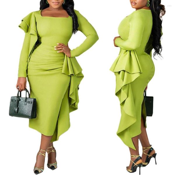 Vestidos casuales 4XL Tallas grandes Sexy Green Nightclub Vestido de fiesta Big Skir