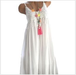 Vestidos casuales 5XL de talla grande verano playa Spaghetti Strap Vestido suelto sólido Vintage Sundress espalda descubierta borlas señoras Vestido de fiesta