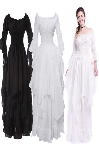 Vestidos casuales 5XL Vintage Victorian Vestido medieval Renacimiento Negro Gótico Mujeres Cosplay Disfraz de Halloween Prom Princess Vestido WH9086584