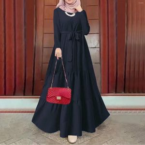 Robes décontractées A-line lâche musulmane longue robe abayas pour femmes manches pleines couleurs solides robe robe femelle kaftan islamic vêtements prière