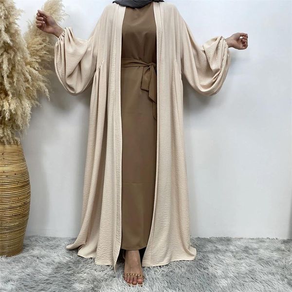 Robes décontractées Abayas Dames Islamique Musulman Kimono Robe modeste Robe à manches bouffantes Poches Turquie Kaftan Dubaï Africain pour les femmes