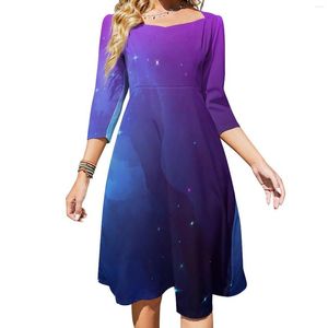 Robes décontractées Robe de galaxie abstraite imprimé coloré élégant été sexy col carré esthétique imprimé 4XL 5XL 6XL