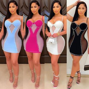 Casual jurken Adogirl Spaghetti Strap Mini Lace Dress Women Sexy Cut Out Out Bodycon Party Beading Stretch Short Backless Club Vestido