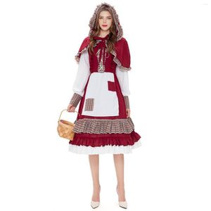 Casual jurken volwassen meid cosplay kostuum lolita jurk middeleeuwse zoete wijn rood gothic sexy feest fancy meisje Halloween Little Riding Hood