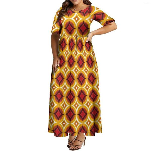 Robes décontractées Art africain Maxi jupe grand ourlet robe de soirée col rond mi-manches été Cool tissu personnalisé femmes