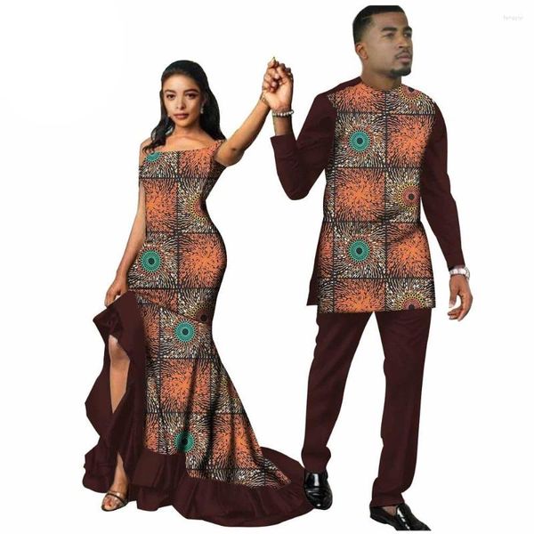 Robes Décontractées Tenues De Couple Africain Hommes Et Femmes Vêtements Assortis Porter Fête De Mariage Cire Imprimer Design De Mode Traditionnel AFRIPRIDE