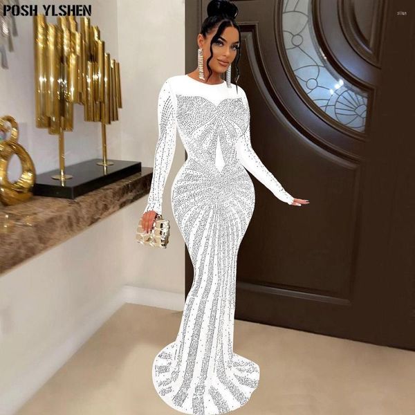 Robes décontractées Mode africaine Robe sexy Soirée Maxi Femmes Party Club Mesh Perspective Bodycon Peach Hip Élégant pour femme