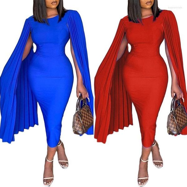 Robes décontractées africaines pour femmes fête Robe de noël hiver Sexy longues manches cape moulante bureau dames Robe Femme Vestidos