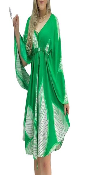 Vestidos casuales Africano para mujeres Vestido de talla grande Mangas voladoras VCuello Playa suelta Falda corta Verano Ropa europea americana5325127