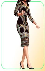 Robes décontractées africain dames élégant poignet haute taille en cou vintage pour le travail de travail mode mode mince vestidos robe midi 204371107