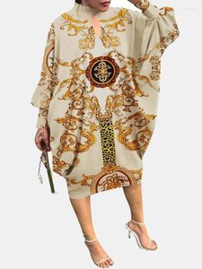 Robes décontractées africain musulman plus taille imprime longue robe pour femmes vestidos mujer immeuble jupe batwing mandelle lâche s-5xl