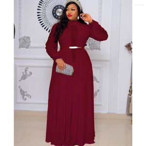 Robes décontractées Style africain en mousseline de soie femme robe brodée dentelle femme Vestido printemps été à manches longues Maxi